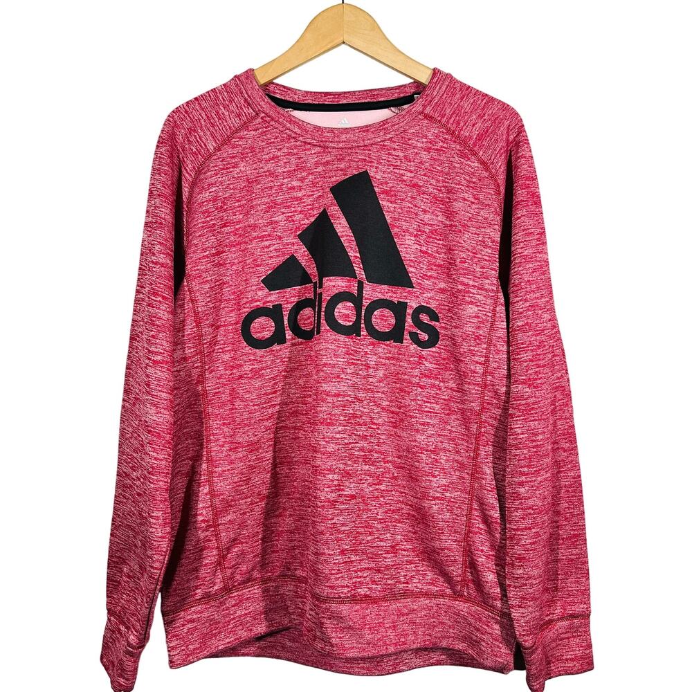 Adidas Crewneck Sweatshirt Long Sleeve Casual Red Black - L